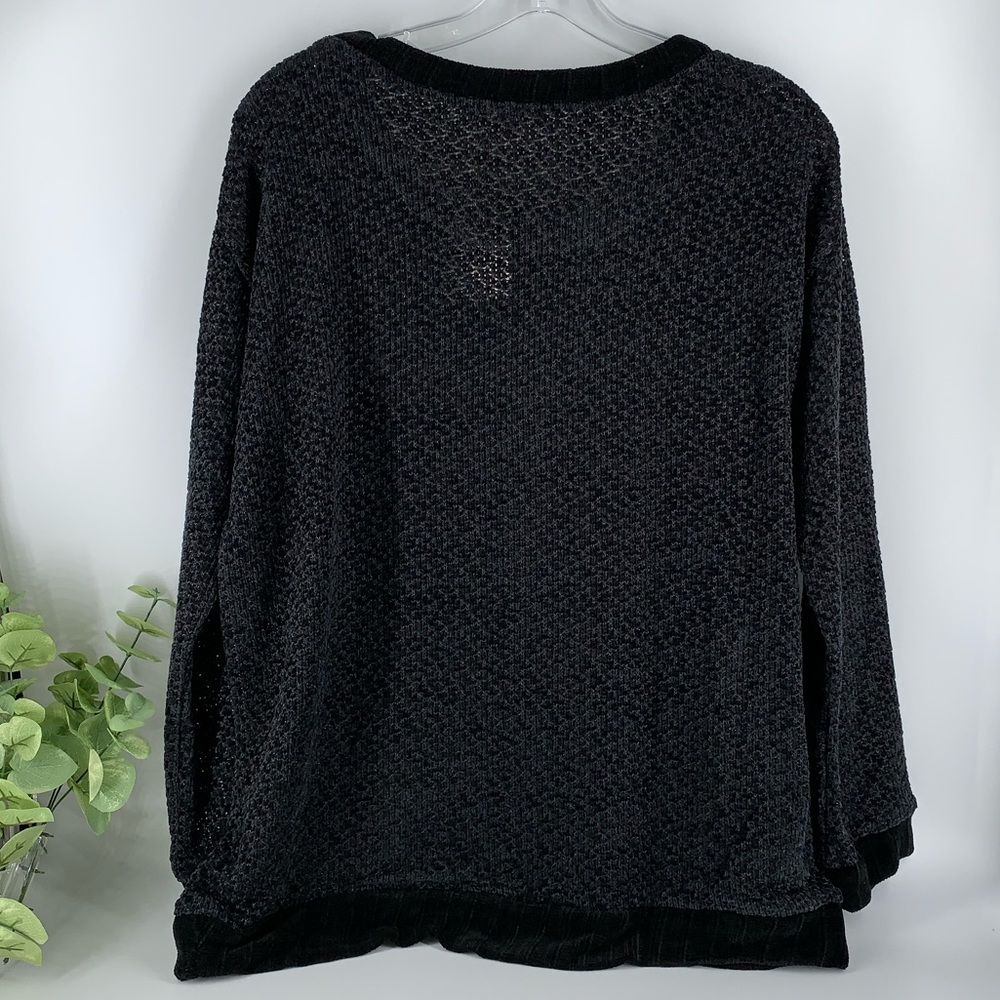 New Boutique Black Sweater Multi Fabric Chenille - Picture 5 of 5